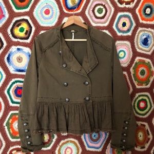Free People ruffle hem military jacket